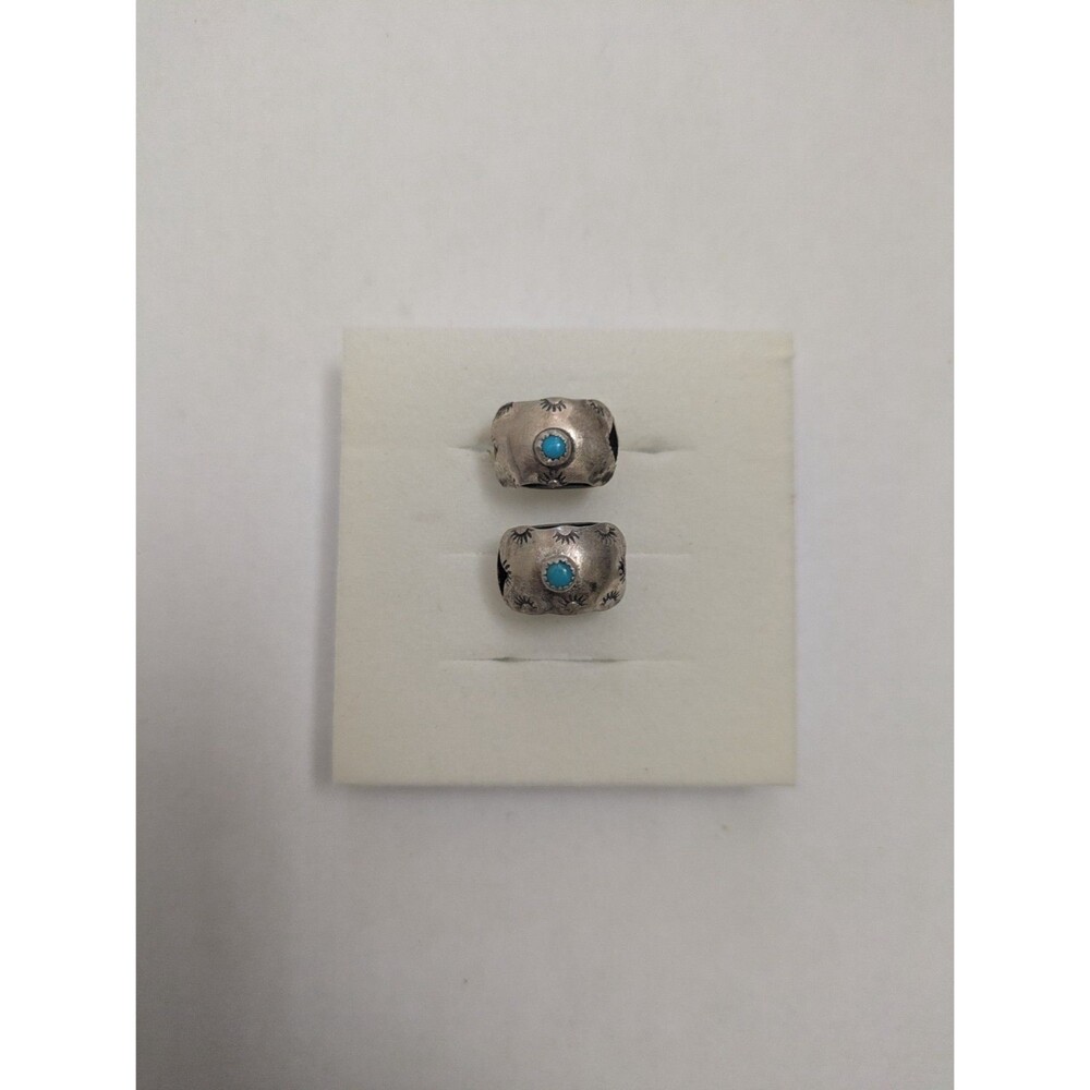 Turquoise Sterling Silver Rectangular Post Earrings Navajo Vintage